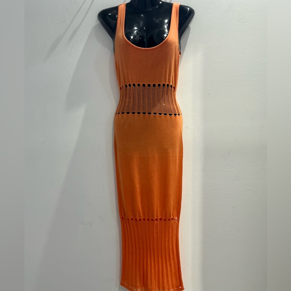 Orange Sleeveless Knit Dress